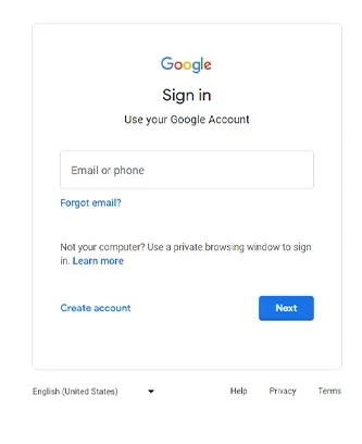 مرحله دوم sign in کردن گوگل بارد